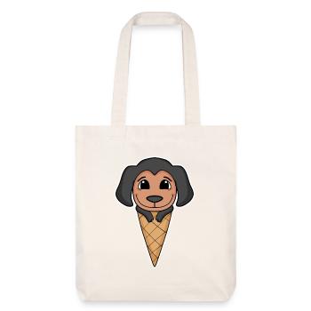 Coonhound mit Eiswaffel - Eis - Stanley/Stella recycelter Heavyweight Stoffbeutel - Naturweiß - Vorne