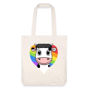 Kuh Lgbt Regenbogen Farben - Stanley/Stella recycelter Heavyweight Stoffbeutel - Naturweiß - Vorne