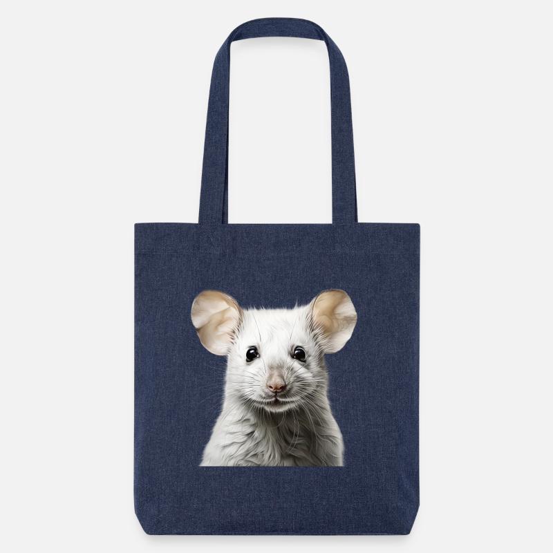 Souris mignonne - Portrait d’animal mignon - Tote bag épais recyclé Stanley/Stella - mélange bleu