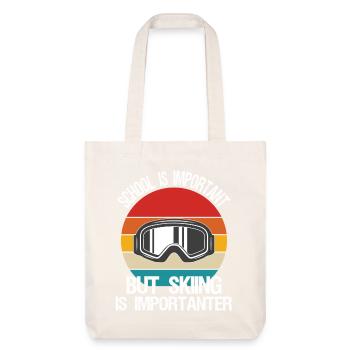 L’école est importante, mais le ski est plus important - Tote bag épais recyclé Stanley/Stella - blanc cassé - Devant