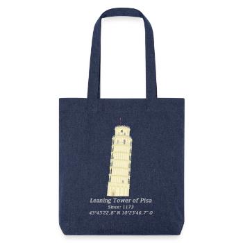 Tour penchée de Pise, Italie, coordonnées - Tote bag épais recyclé Stanley/Stella - mélange bleu - Devant