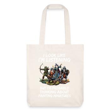 J’écoute – Peindre des miniatures - Tote bag épais recyclé Stanley/Stella - blanc cassé - Devant