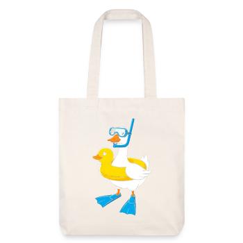 Canard snorkeling avec nageoires - Tote bag épais recyclé Stanley/Stella - blanc cassé - Devant