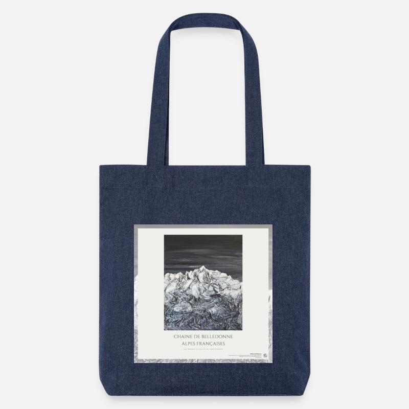 Die Belledonne-Kette, quadratisches Format - Stanley/Stella recycelter Heavyweight Stoffbeutel - melange Blue