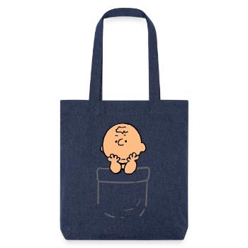 Peanuts Design Charlie Brown Pensive - Stanley/Stella Heavyweight Recycled Tote Bag - melange blue - Front