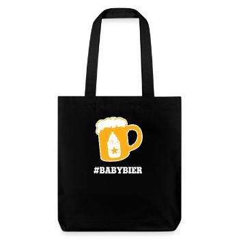 Babybier Pinkelparty Babyparty Babypinkeln Geburt - Stanley/Stella recycelter Heavyweight Stoffbeutel - Schwarz - Vorne