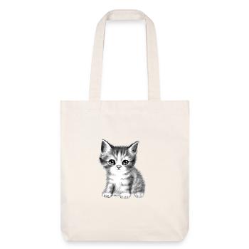 chat chaton mignon noir et blanc doux moelleux - Tote bag épais recyclé Stanley/Stella - blanc cassé - Devant