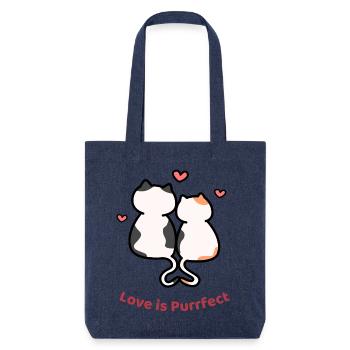 Love Is Purrfect – Süßes Katzenpaar - Stanley/Stella recycelter Heavyweight Stoffbeutel - melange Blue - Vorne