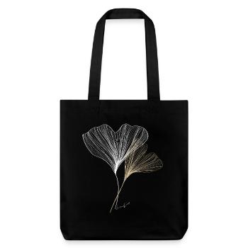Lineart Ginkgo Blätter - Stanley/Stella recycelter Heavyweight Stoffbeutel - Schwarz - Vorne