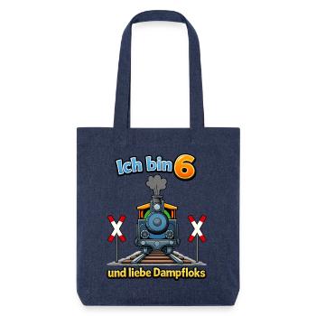Ich bin 6 und liebe Dampflok - Stanley/Stella recycelter Heavyweight Stoffbeutel - melange Blue - Vorne