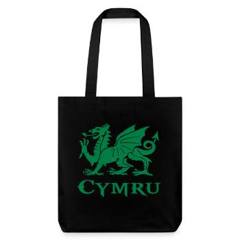 Flagge von Wales cymru dragon Welsh Dragon - Stanley/Stella recycelter Heavyweight Stoffbeutel - Schwarz - Vorne