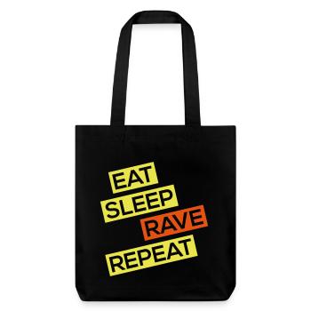 eat sleep rave repeat - Stanley/Stella recycelter Heavyweight Stoffbeutel - Schwarz - Vorne