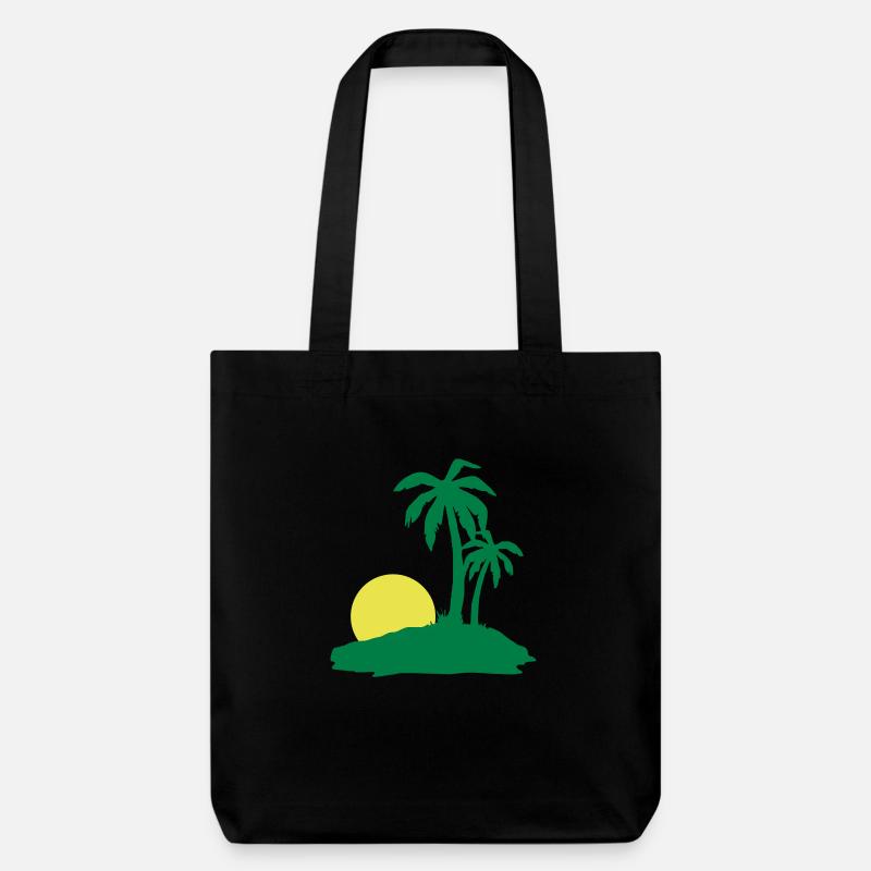 Palmen Sonne Strand - Stanley/Stella recycelter Heavyweight Stoffbeutel - Schwarz