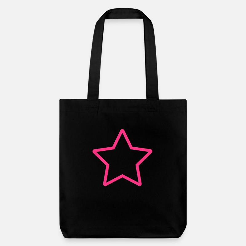 Stern Pink - Stanley/Stella recycelter Heavyweight Stoffbeutel - Schwarz