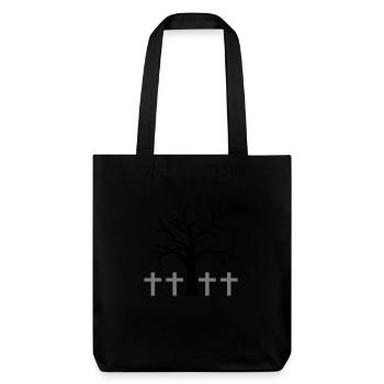 Baum Kahl Winter Herbst Kreuze Halloween Friedhof - Stanley/Stella recycelter Heavyweight Stoffbeutel - Schwarz - Vorne