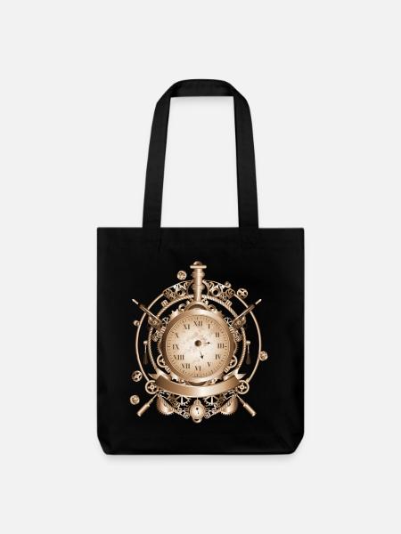 Montre Steampunk au look antique avec engrenages - Tote bag épais recyclé Stanley/Stella - noir