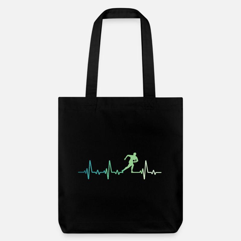 Rugby Heartbeat Rugbyspieler-Geschenk - Stanley/Stella recycelter Heavyweight Stoffbeutel - Schwarz