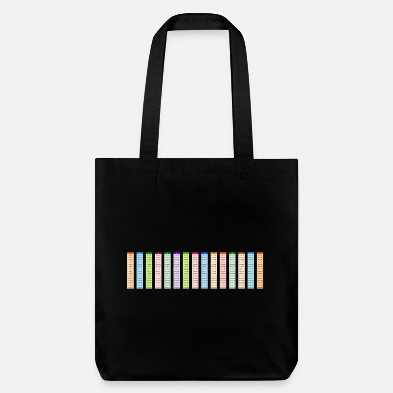 Table de multiplication colorée numérotée 15x15 - Tote bag épais recyclé Stanley/Stella - noir