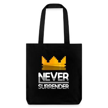 NEVER SURRENDER (Weiß) + King Crown - Gaming - Stanley/Stella recycelter Heavyweight Stoffbeutel - Schwarz - Vorne
