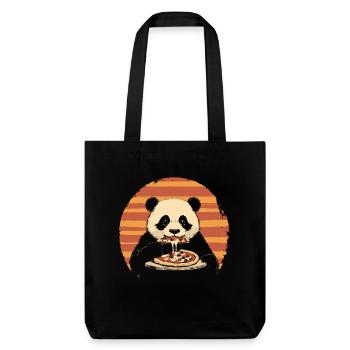 Panda mange de la pizza - Tote bag épais recyclé Stanley/Stella - noir - Devant