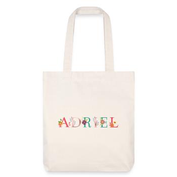 ADRIEL Name Art With Flowers Embroidered - Stanley/Stella Heavyweight Recycled Tote Bag - natural white - Front