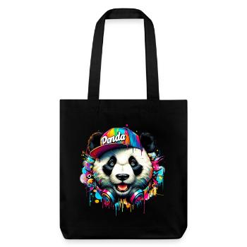 Panda DJ Deejay avec des écouteurs écoute de la musique - Tote bag épais recyclé Stanley/Stella - noir - Devant