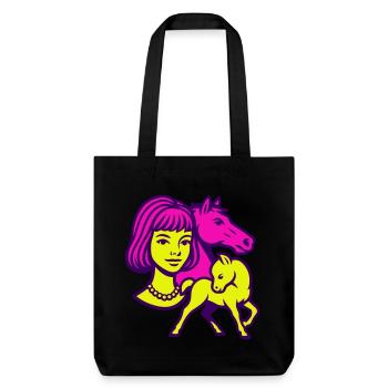 Pferdemädchen Pop-Art - Stanley/Stella recycelter Heavyweight Stoffbeutel - Schwarz - Vorne