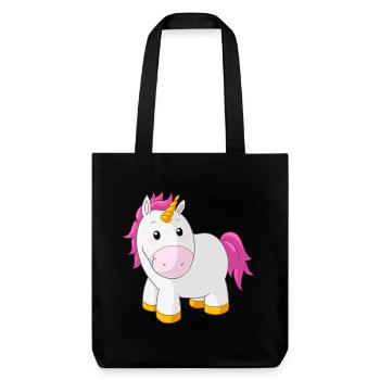 Licorne rose dessin animé heureux - Tote bag épais recyclé Stanley/Stella - noir - Devant