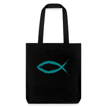 Fisch Christentum Symbol Religion Kirche - Stanley/Stella recycelter Heavyweight Stoffbeutel - Schwarz - Vorne