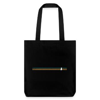 Gestreifte Retro-Katzensilhouette - Stanley/Stella recycelter Heavyweight Stoffbeutel - Schwarz - Vorne