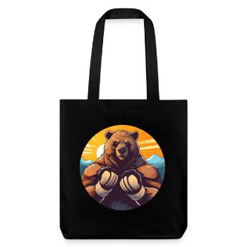 Bär Fitness Training Boxen Boxer Sunset - Stanley/Stella recycelter Heavyweight Stoffbeutel - Schwarz - Vorne