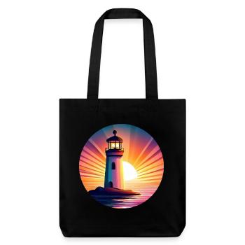 Phare au coucher du soleil - Pittoresque - Tote bag épais recyclé Stanley/Stella - noir - Devant