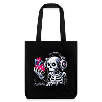 Skeleton Listening to Heart Design - Stanley/Stella Heavyweight Recycled Tote Bag - black - Front