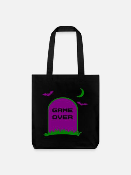 Game Over Halloween Grabstein - Stanley/Stella recycelter Heavyweight Stoffbeutel - Schwarz
