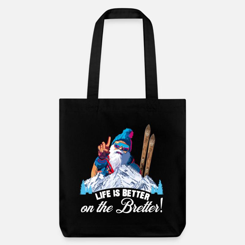 Ski, ski, la vie est meilleure sur les planches - Tote bag épais recyclé Stanley/Stella - noir