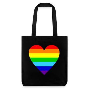 Herz Regenbogen Farben bunt - Stanley/Stella recycelter Heavyweight Stoffbeutel - Schwarz - Vorne