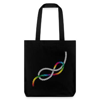 Achtknoten oder Liebesknoten in Regenbogen Farben - Stanley/Stella recycelter Heavyweight Stoffbeutel - Schwarz - Vorne