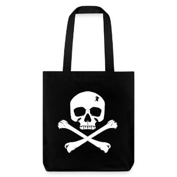 Piratenflagge / Totenkopf mit gekreuzten Knochen - Stanley/Stella recycelter Heavyweight Stoffbeutel - Schwarz - Vorne