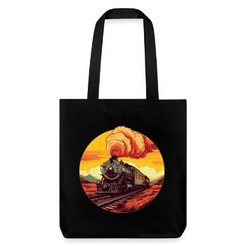 Locomotive à vapeur d’époque au coucher du soleil: voyage dans le temps sur - Tote bag épais recyclé Stanley/Stella - noir - Devant