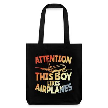 Ce garçon aime les avions - Tote bag épais recyclé Stanley/Stella - noir - Devant