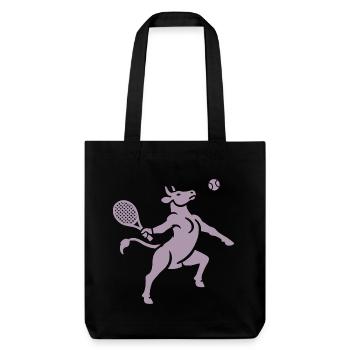 Kuh Tennis Tennisball Balancieren Horn Silhouette - Stanley/Stella recycelter Heavyweight Stoffbeutel - Schwarz - Vorne