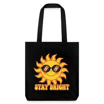 Reste lumineux Design rétro Groovy Smiling Sun - Tote bag épais recyclé Stanley/Stella - noir - Devant