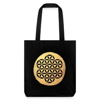 Yoga Circle Flower of Life Gold Pattern om Namaste - Stanley/Stella Heavyweight Recycled Tote Bag - black - Front