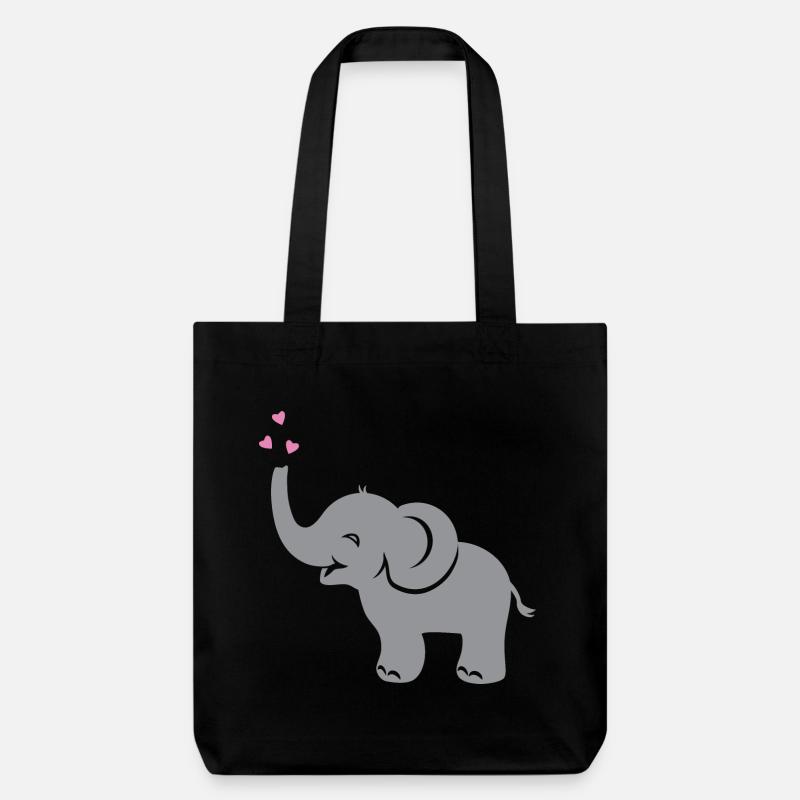Funny bébé éléphant avec des coeurs - Tote bag épais recyclé Stanley/Stella - noir