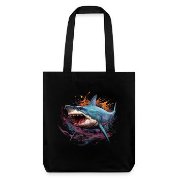 Roi des profondeurs. Requin style graffiti. - Tote bag épais recyclé Stanley/Stella - noir - Devant