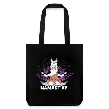 Lamaste - Lustiges Namaste Yoga Lama / Alpaka - Stanley/Stella recycelter Heavyweight Stoffbeutel - Schwarz - Vorne