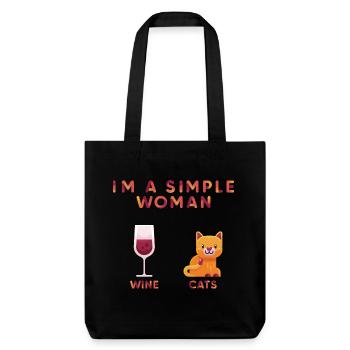 Im a simple Woman, Cats Wine, Katze - Stanley/Stella recycelter Heavyweight Stoffbeutel - Schwarz - Vorne