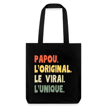 Papou l’original – Cadeau grand-père unique - Tote bag épais recyclé Stanley/Stella - noir - Devant