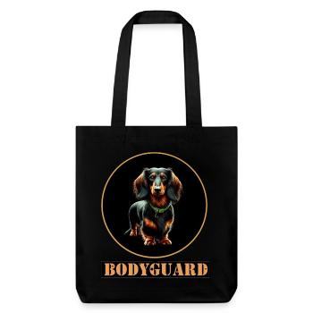 Bodyguard Dackel Langhaardackel - Stanley/Stella recycelter Heavyweight Stoffbeutel - Schwarz - Vorne