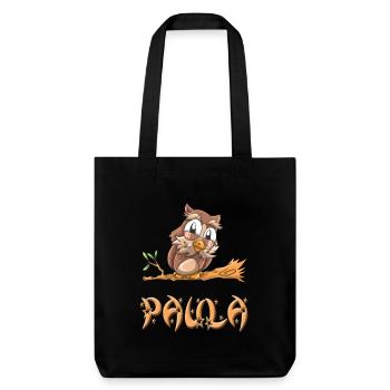 Eule Paula - Stanley/Stella recycelter Heavyweight Stoffbeutel - Schwarz - Vorne